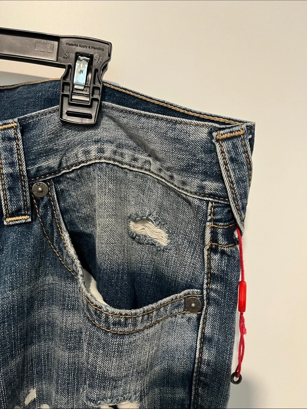 True Religion Rocco No Flap Factory Distressed Holes Bleach Splatter Rip Jeans